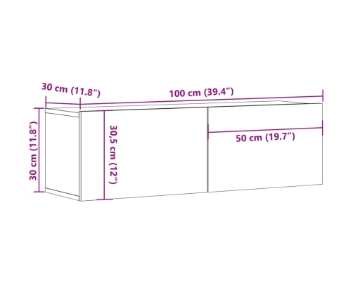 Mueble TV de pared madera ingeniería roble artisan 100x30x30 cm