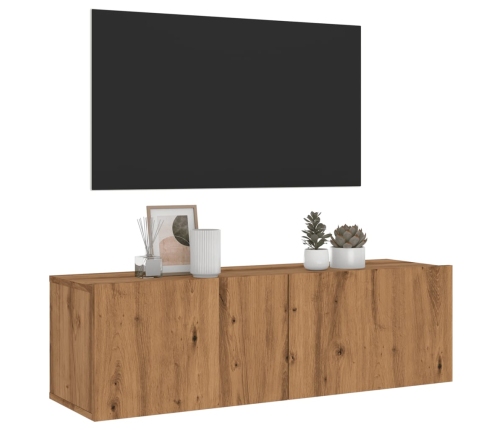 Mueble TV de pared madera ingeniería roble artisan 100x30x30 cm