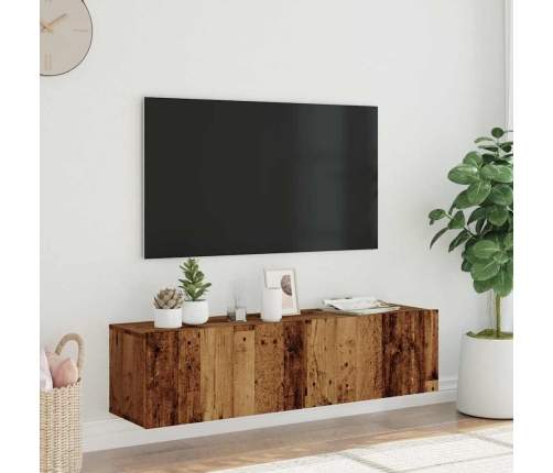 Mueble de TV de pared madera ingeniería envejecida 120x30x30 cm