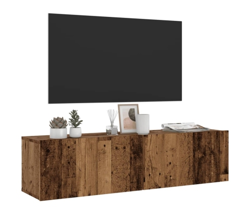 Mueble de TV de pared madera ingeniería envejecida 120x30x30 cm