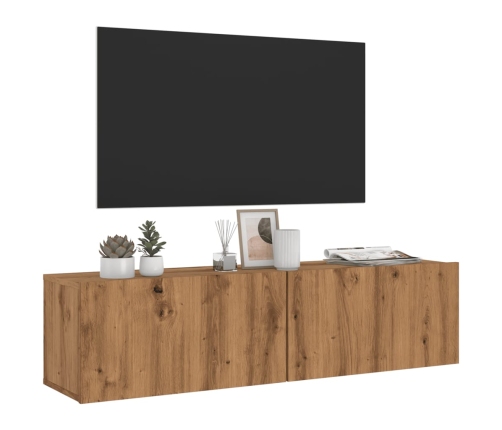 Mueble TV de pared madera ingeniería roble artisan 120x30x30 cm