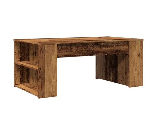 Mesa de centro madera ingeniería madera envejecida 102x55x42 cm