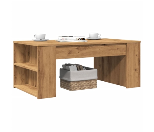 Mesa de centro madera ingeniería roble artesanal 102x55x42cm