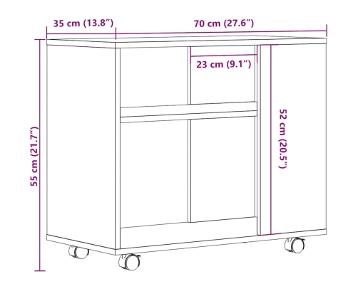 Mesa auxiliar de madera de ingeniería roble artisan 70x35x55 cm