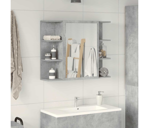 Armario de espejo de baño contrachapada gris 80x20,5x64 cm