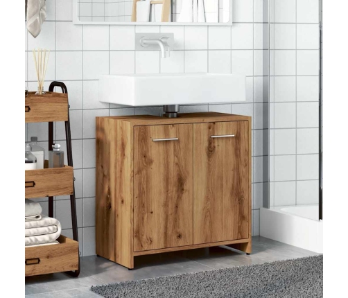 Mueble de lavabo de baño madera roble artisan 60x33x60 cm