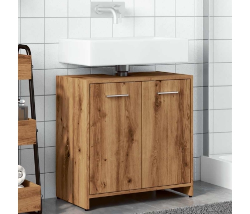 Mueble de lavabo de baño madera roble artisan 60x33x60 cm