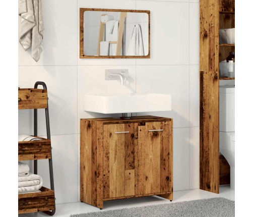 Mueble de baño con espejo de madera antigua madera ingeniería