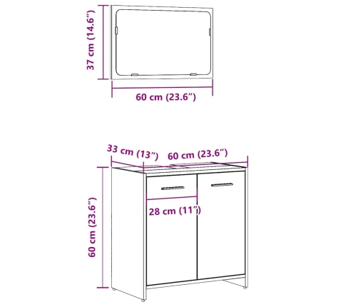 Mueble de baño con espejo de madera antigua madera ingeniería