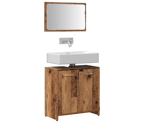 Mueble de baño con espejo de madera antigua madera ingeniería