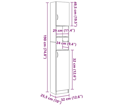 Armario de baño madera de ingeniería roble artisan