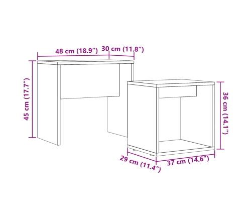 Mesas de centro apilables 2 uds madera de ingeniería envejecida