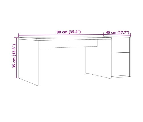 Mesa de centro madera ingeniería envejecida 90x45x35 cm