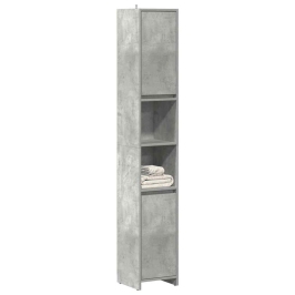 Armario baño madera contrachapada gris hormigón 30x30x183,5 cm