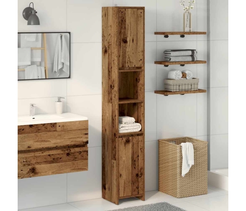 Armario de baño madera de ingeniería envejecida 30x30x183,5 cm