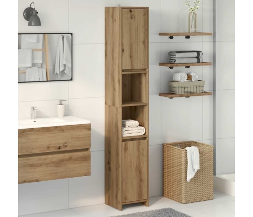 Armario de baño madera ingeniería roble artisan 30x30x183,5 cm