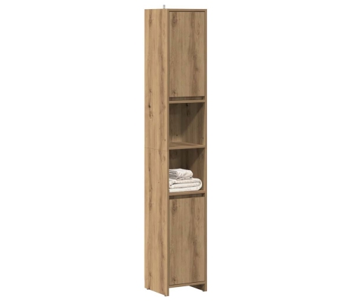 Armario de baño madera ingeniería roble artisan 30x30x183,5 cm