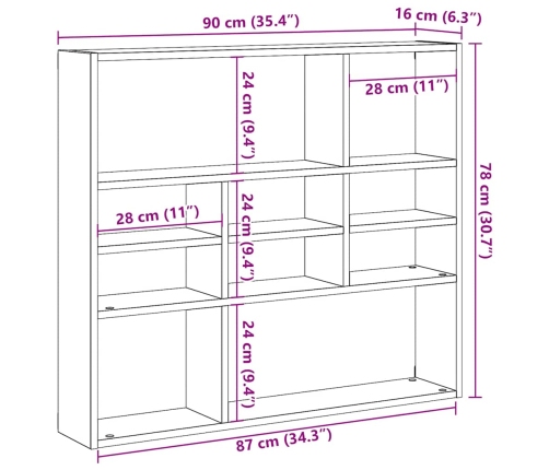 Estante de pared madera ingeniería roble artisian 90x16x78 cm