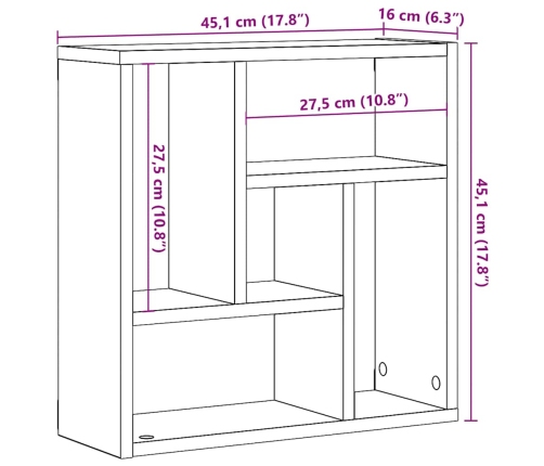 Estantería de pared madera ingeniería envejecida 45x16x45 cm