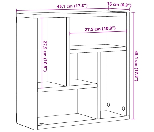 Estante de pared madera ingeniería roble artisan 45x16x45 cm