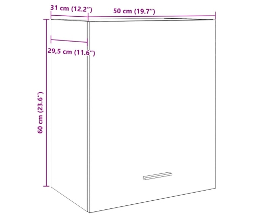 Armario colgante madera de ingeniería envejecida 50x31x60 cm