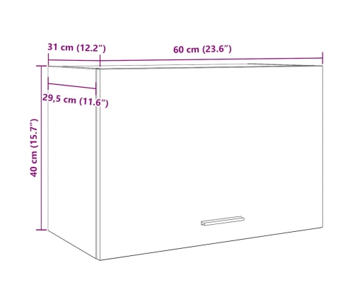 Armario colgante madera de ingeniería envejecida 60x31x40 cm