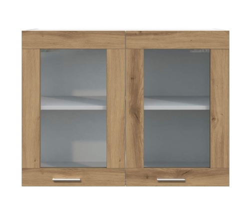 Armario colgante vidrio madera roble artisan 80x31x60 cm