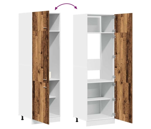 Mueble de frigorífico madera ingeniería envejecida 60x57x207 cm