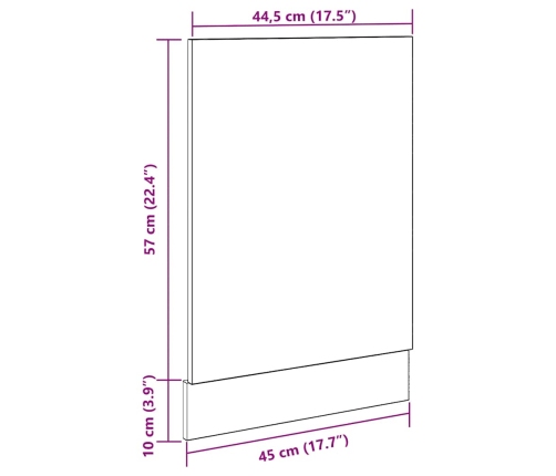 Panel lavavajillas gris cemento 45x3x67 cm