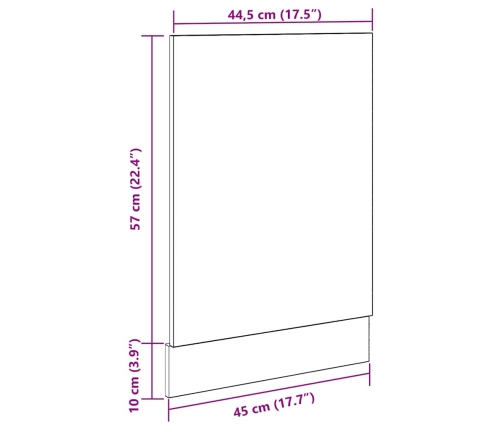 Panel para lavavajillas madera contrachapada 45x3x67 cm