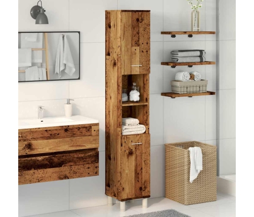 Armario de baño madera contrachapada envejecida 30x30x179 cm