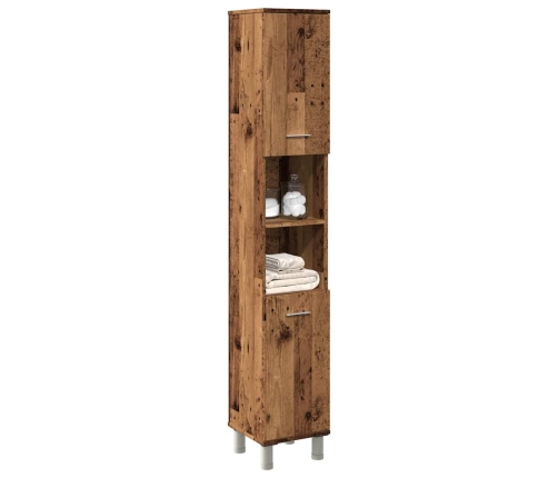 Armario de baño madera contrachapada envejecida 30x30x179 cm