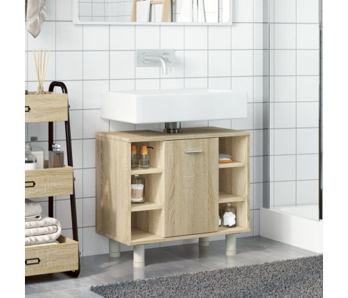 Armario de baño madera ingeniería roble Sonoma 60x32x53,5 cm