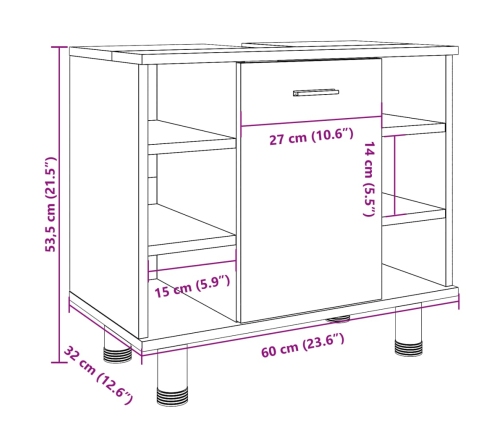 Armario de baño madera ingeniería roble Sonoma 60x32x53,5 cm