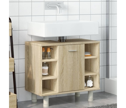 Armario de baño madera ingeniería roble Sonoma 60x32x53,5 cm