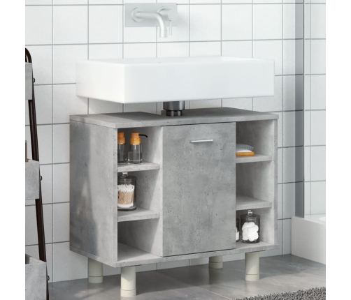 Armario de baño madera ingeniería gris hormigón 60x32x53,5 cm