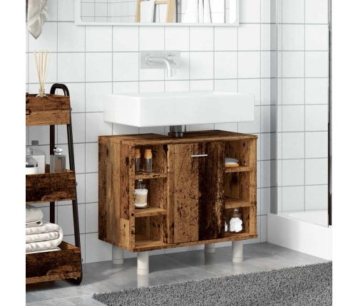 Armario de baño madera contrachapada envejecida 60x32x53,5 cm