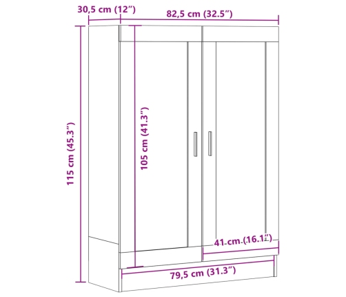 Armario de libros madera ingeniería envejecida 82,5x30,5x115 cm