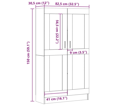 Estantería madera ingeniería madera envejecida 82,5x30,5x150 cm