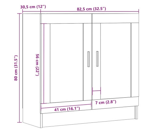 Armario libros madera ingeniería roble artisan 82,5x30,5x80 cm