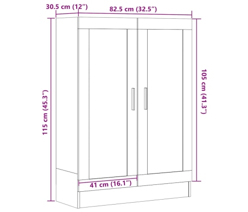 Armario de libros madera ingeniería envejecida 82,5x30,5x115 cm