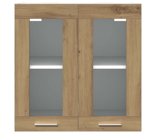 Armario de pared para cocina con puerta cristal roble artesanal