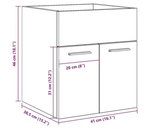 Mueble de lavabo madera ingeniería gris hormigón 41x38,5x46 cm