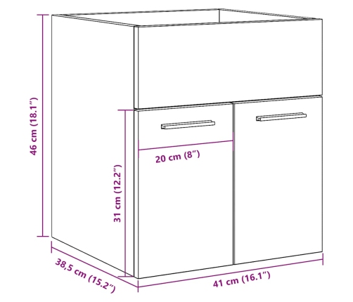 Mueble de lavabo madera de ingeniería envejecida 41x38,5x46 cm