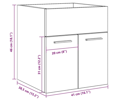 Mueble de lavabo de baño madera roble artisan 41x38,5x46 cm