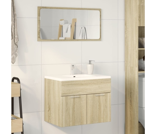 Armario para lavabo contrachapada color roble 60x38,5x46 cm