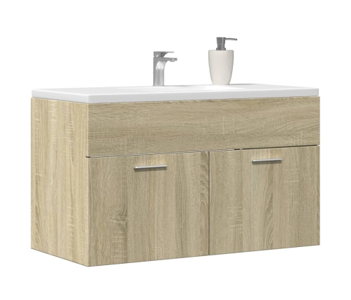 Armario para lavabo contrachapada color roble 80x38,5x46 cm