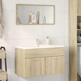 Armario para lavabo contrachapada color roble 80x38,5x46 cm