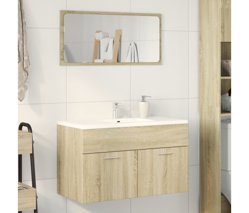 Armario para lavabo contrachapada color roble 80x38,5x46 cm