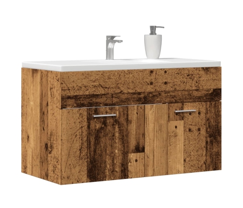 Mueble de lavabo madera de ingeniería envejecida 80x38,5x46 cm